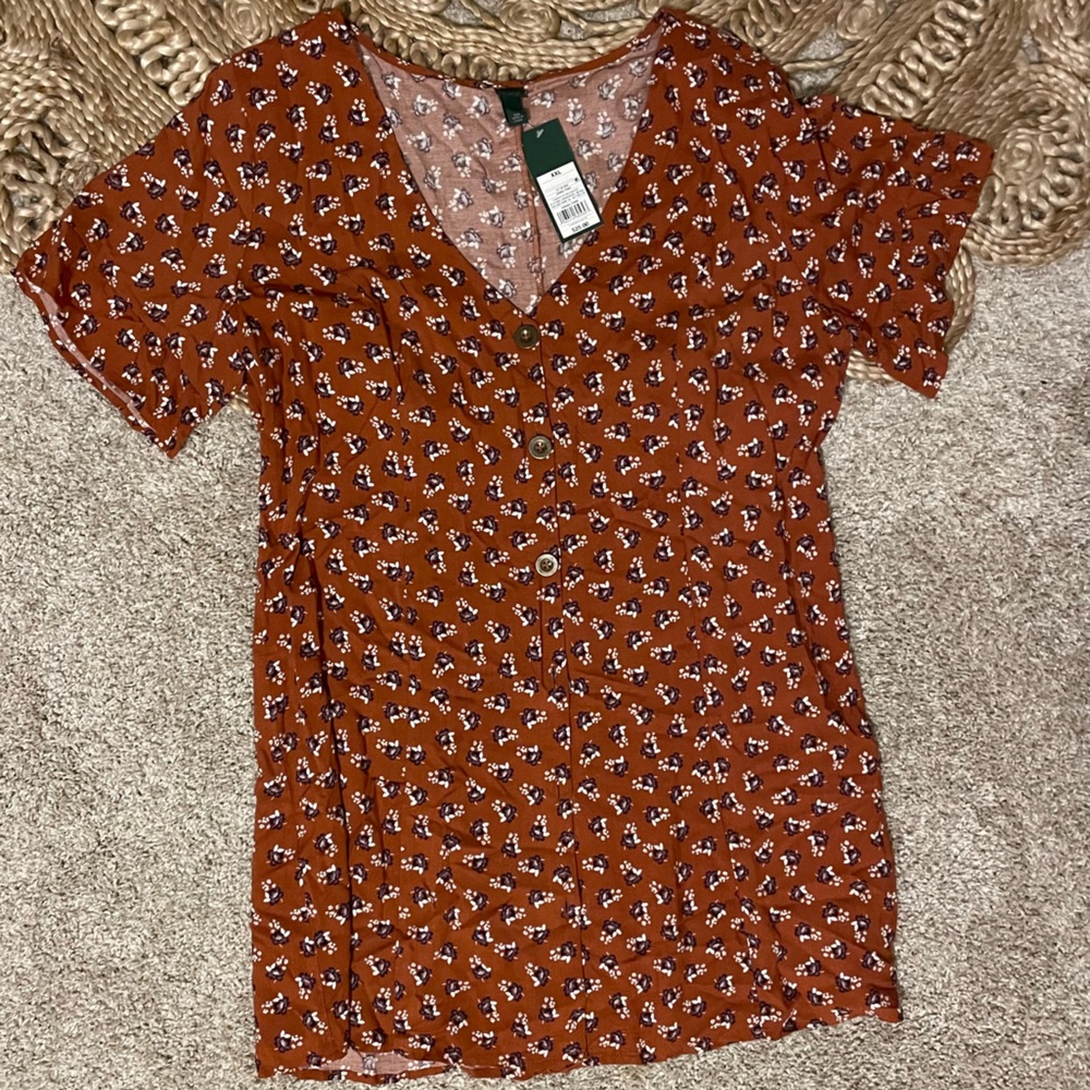 Burn Orange Floral Dress